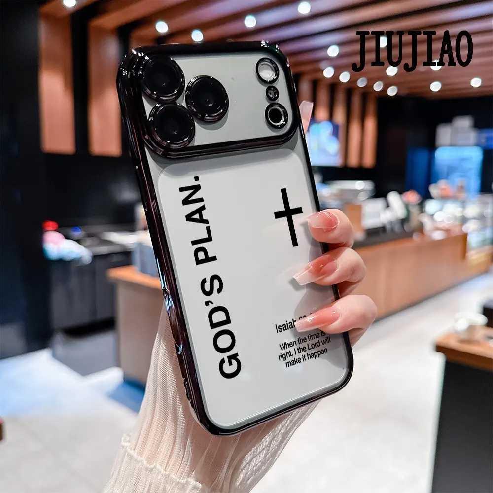 Luxury Soft Silicone Protective Cellphone Cover, Handheld Accessory with God's Plan & Isaiah 60:22 Pattern, Crystal Lights for iPhone 17 Pro Max/16 Pro Max/15 Plus/14/13/12/11, All-Inclusive Lens Protection, Anti-Drop Transparent Electroplated Case