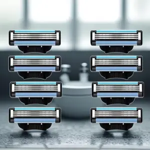 Men's Three-Layer Manual Razor Blades, 8-32 Stainless Blades, Easy Operation and Cleaning, Suitable for Men's Beard and Mustache Care