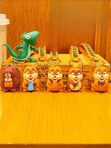 Cute 3D Cartoon Forest Animal Keychain Set, Silicone Beaver Bear Crocodile Pendant with Wrist Strap, High-Value Backpack Accessory, Gift for Kids and Animal Lovers