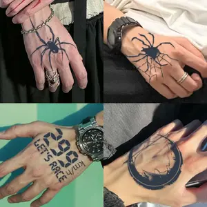BAGHPBM Spider Hand Back Juice Herbal Tattoo Stickers Waterproof Sweat Proof Long Lasting Digital Pattern for Men Women Trendy Net Red Advanced Temporary Tattoos Fake Tattoos