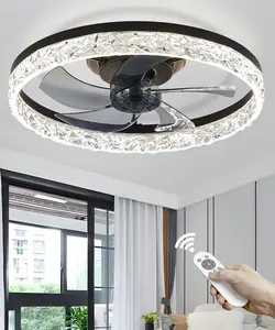 Ceiling Fans with Lights, 20 inches Black Flush Mount Ceiling Light with Reversible Fan 6 Wind Speeds  Seamless Color, Ceiling Light Fixture for Bedroom, Living Room and Kids Room