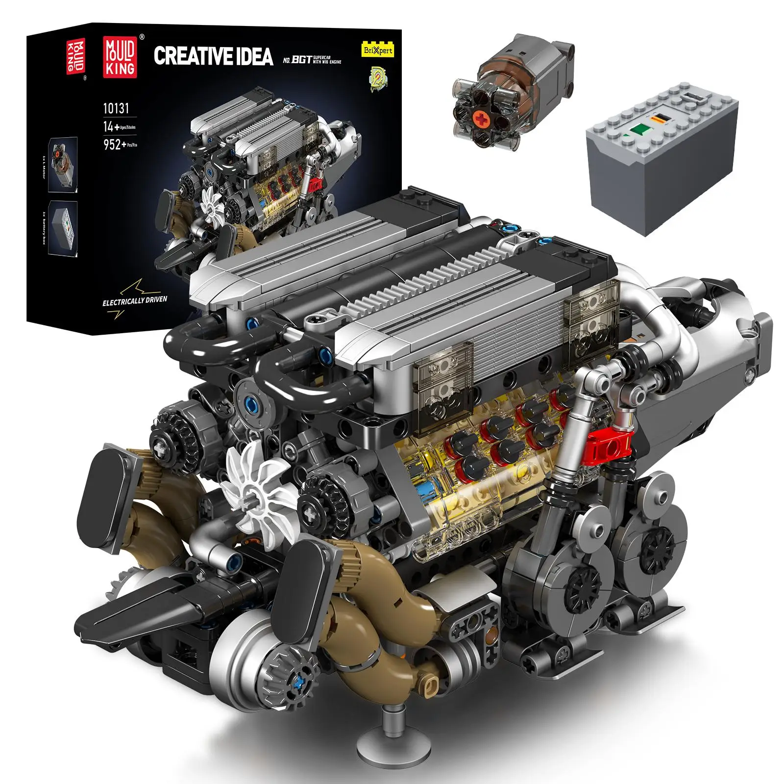 Mould King 10131 W16 Engine Motor Double V8 Car Cylinder Building Block Model Kid Adult Toy 952 Pcs