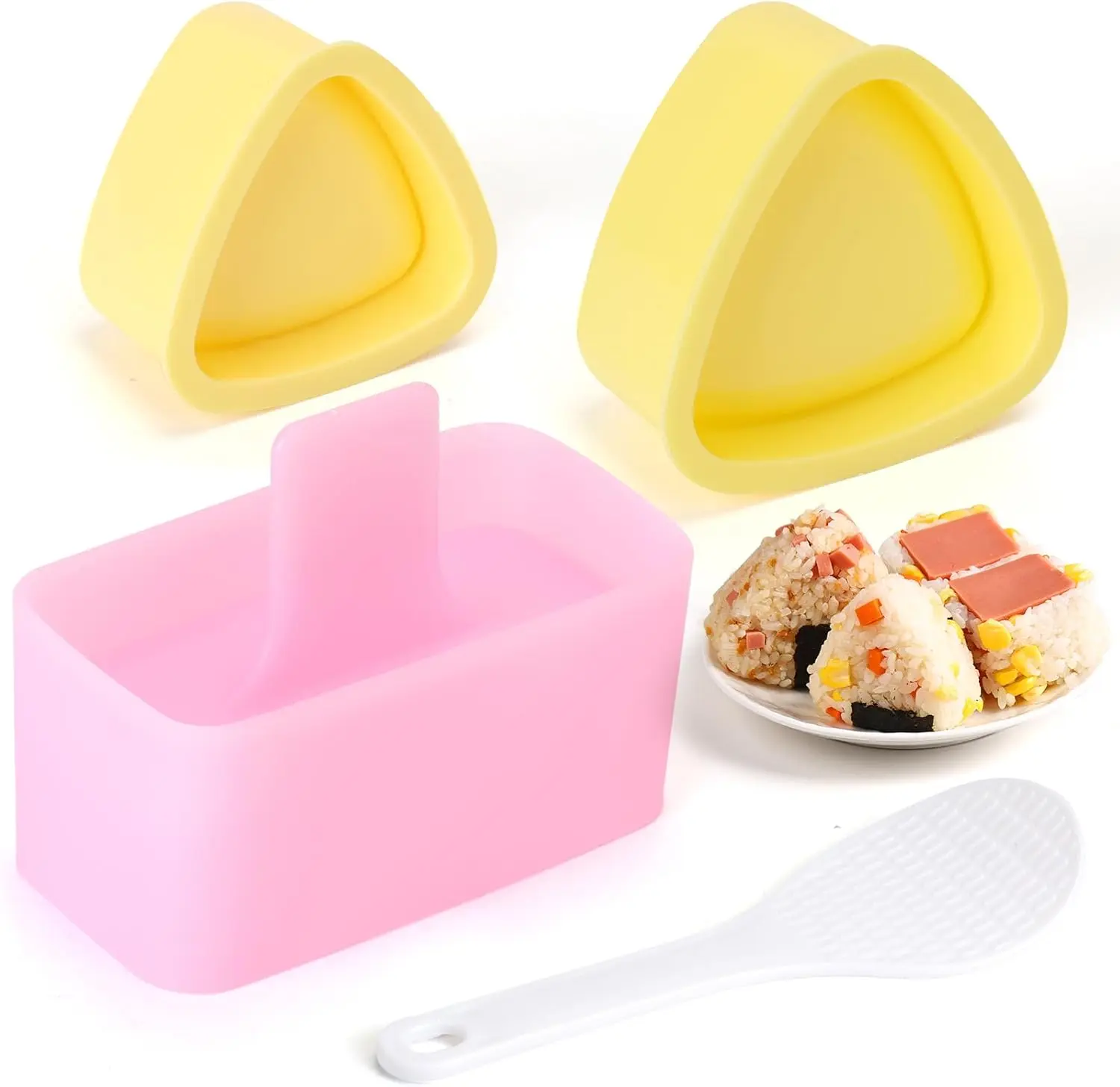 3 Pack Onigiri Sushi Maker Mold kit， Classic Triangle Rice Musubi Press Mold for Kid Lunch Bento, Home DIY
