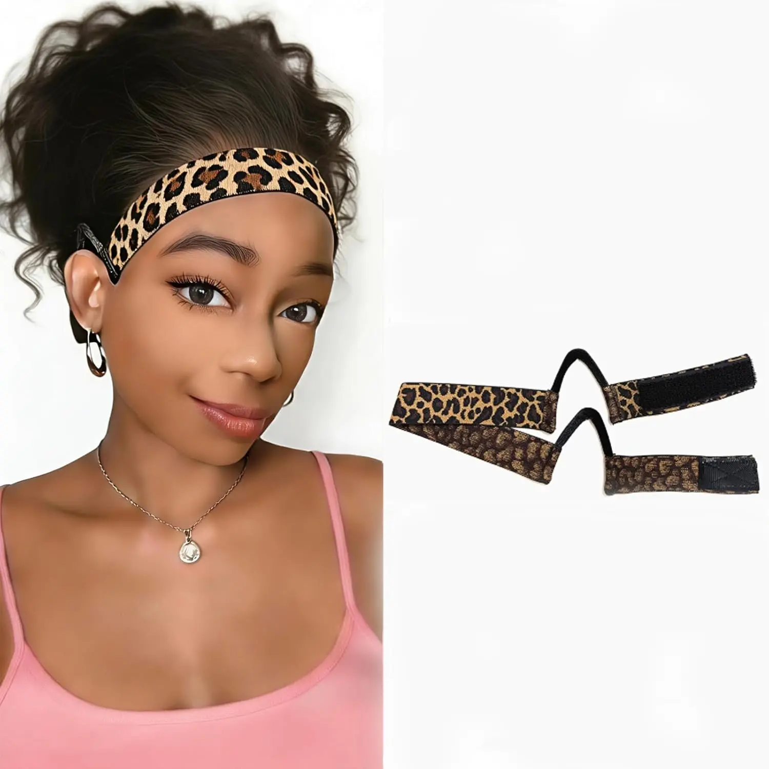 Leopard Print Dual-Sided C-Shape Hair Clip, Adjustable Size Hair Band for Lace Front Melting, Edge Placement Tool, Fashion Hair Accessories, Hair Style Accessory