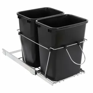 Zenstyle Pull Out Trash Kitchen Under Cabinet Waste Container Double Garbage Can 35 Quart