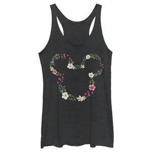 Women's Mickey & Friends Floral Logo Racerback Tank Top