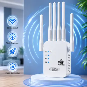 2026 New Generation WiFi Extender Signal Booster for Home, High Speed Dual Band Range Extender with 6 Directional Antennas, Internet Booster with Ethernet Port for Multi-Device, Garage, Basement