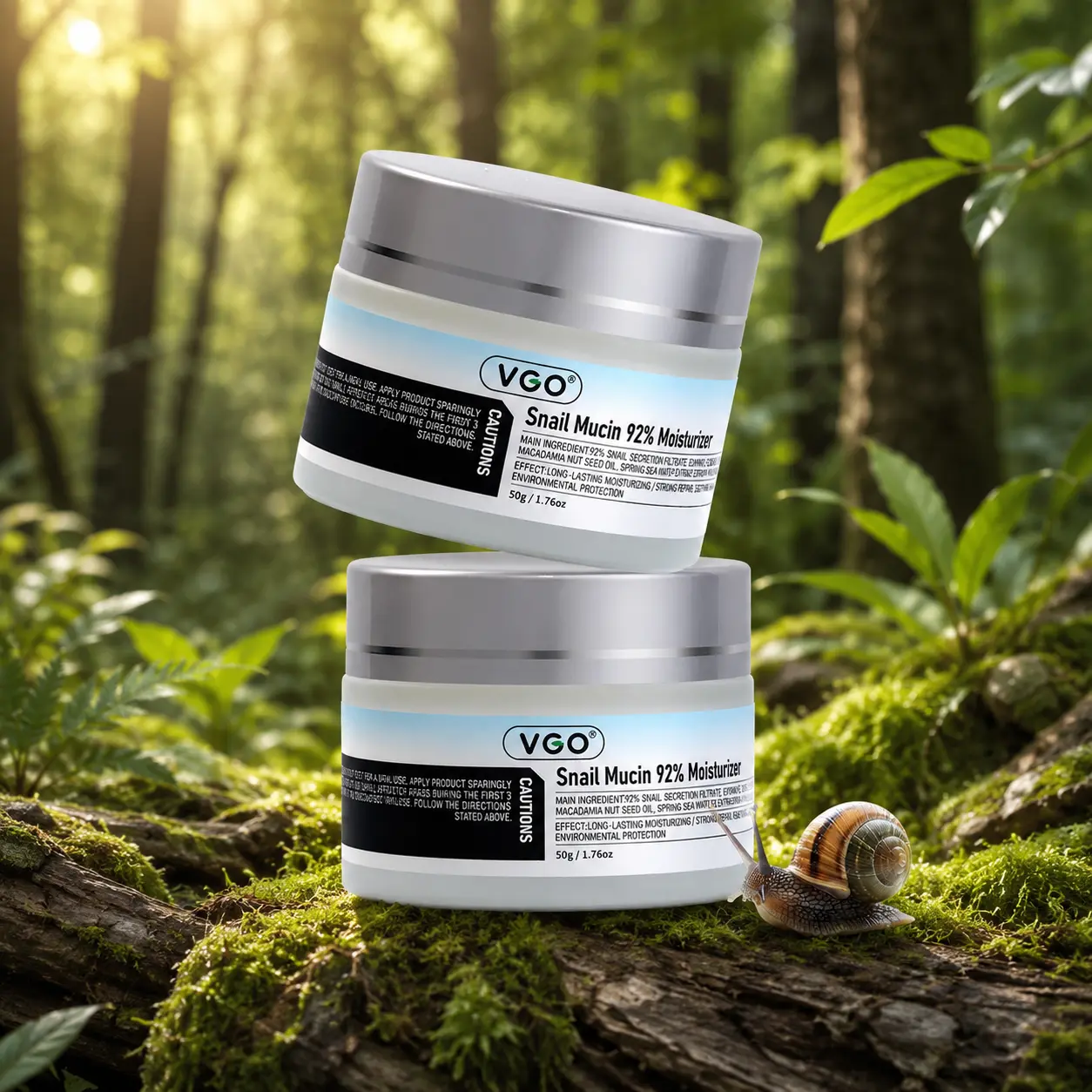 VGO Snail Mucin Face Cream, Lightweight Smooth Moisturizer for Daily Moisture, For All Skin Types & Minimalist Morning Routine, Moisturizing, Smoothing Treatment, Minimalist Style, Anytime, Comfortable Everyday Cream Texture, 24 Months, Jar, Facial, Face