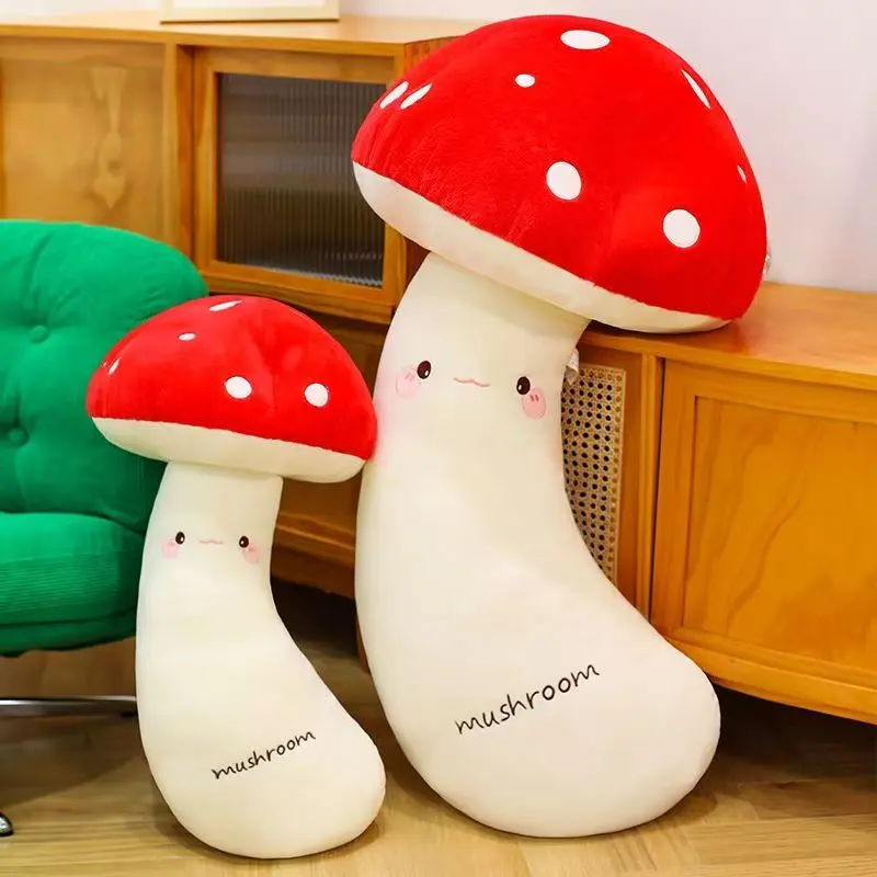 Long Mushroom Stuffed Plush Pillow Soft Hug Cushion for Bed & Home Decor