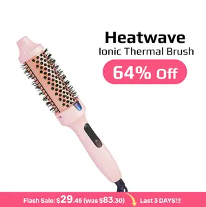 Thermal Brush-Blowout Wavy Boost 1.5 inch Heated Round Brush, Dual Voltage, Pink, Hair Heated Curler Brush,Negative Ions Single,for wavy hair,Styling,long-lasting wave,Curling Irons,Detangler Straightening, Ionic Adjustable Heat,Perfect Curls,hair curler,