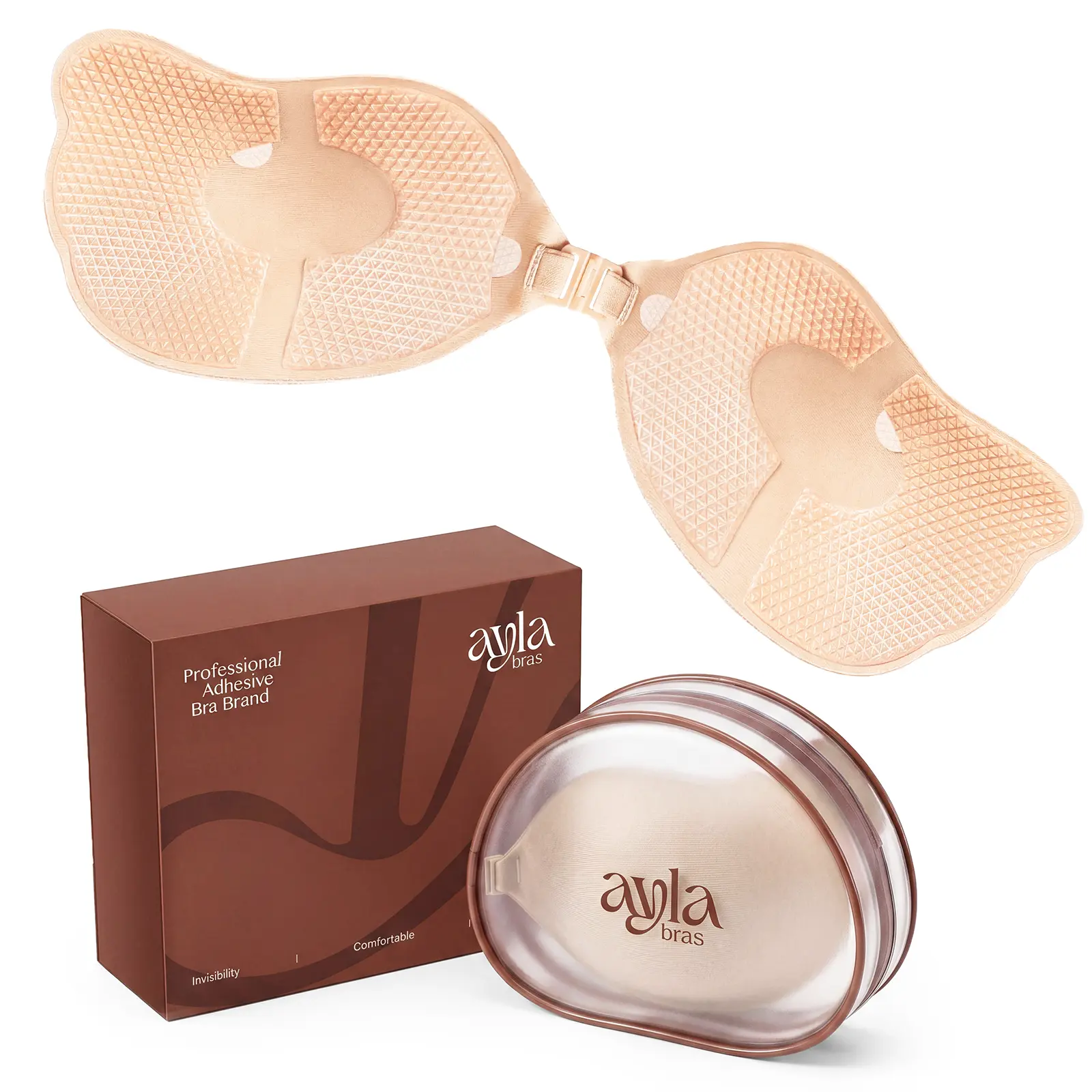 Ayla bras,Barely Air,Push-up Adhesive Bra for Women, Glue-Free Center,Breathable Lightweight Fabric Nipple Covers, Medical-Grade Adhesive, Invisible Strapless Sticky Bra