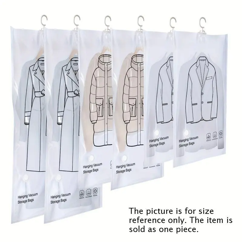 Hanging vacuum storage bag, space saving vacuum sealed bag, ultra thick and long storage bag, Travel Clothes Organizer, Household Items
