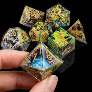 Treasure Map Dice Set 7PCS Polyhedral Dice for Dungeons & Dragons RPG Games
