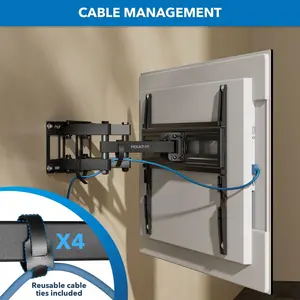 Mount-It! Full Motion TV Wall Mount for 37" to 80" Displays with Cable Management Hooks & Straps Swivel Tilt and Extend Easy Installation