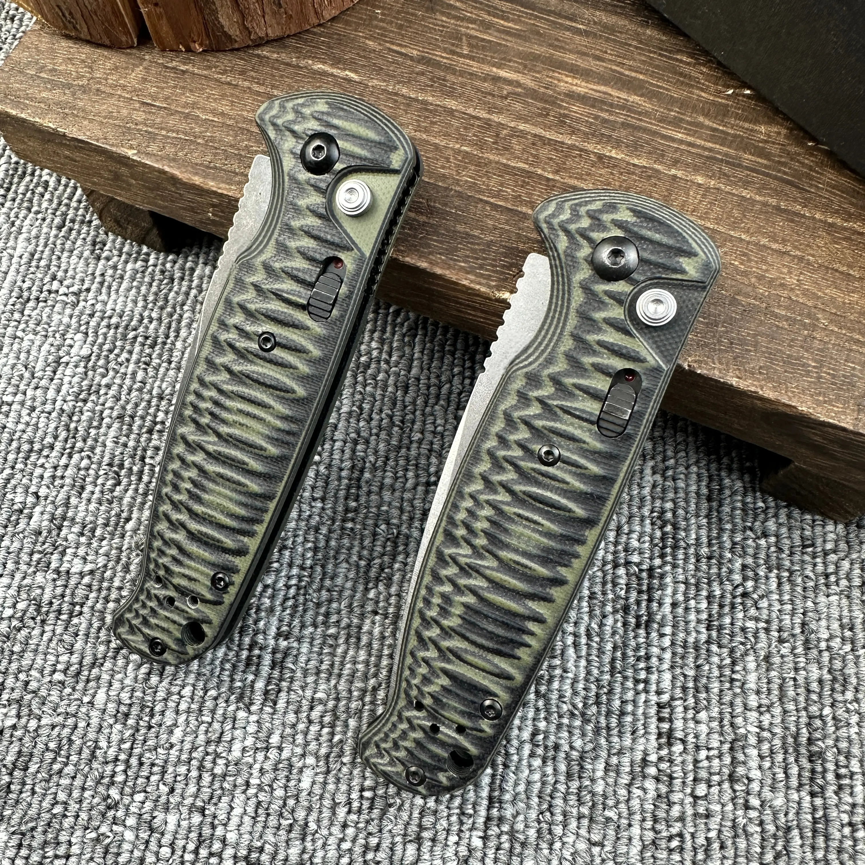 4300 Folding Knife - D2 Battlewash Blade G10 Handle,Button Lock EDC Tool for Camping, Outdoor Use& Hiking,Survival Tools, the best gift high-end quality and NeckKnife Gift Set