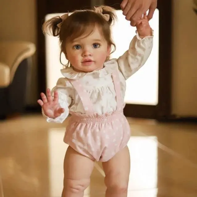 26in Handmade Lifelike Reborn Baby Doll Complete Set | Realistic Newborn Doll, Silicone Vinyl Soft Body, Hand-Rooted Brown Hair, Natural Painted Veins, Includes Birth Certificate, White Shoes & Socks, Collectible Toy, Ideal Birthday Gift for Girls & Kids