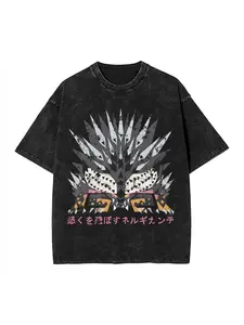 Men'S Monster Hunter World Iceborne Ruiner Nergigante Kanji T-Shirt - Officially Inspired Retro Gaming Graphic Tee with Japanese Text & Monster Hunter World Logo