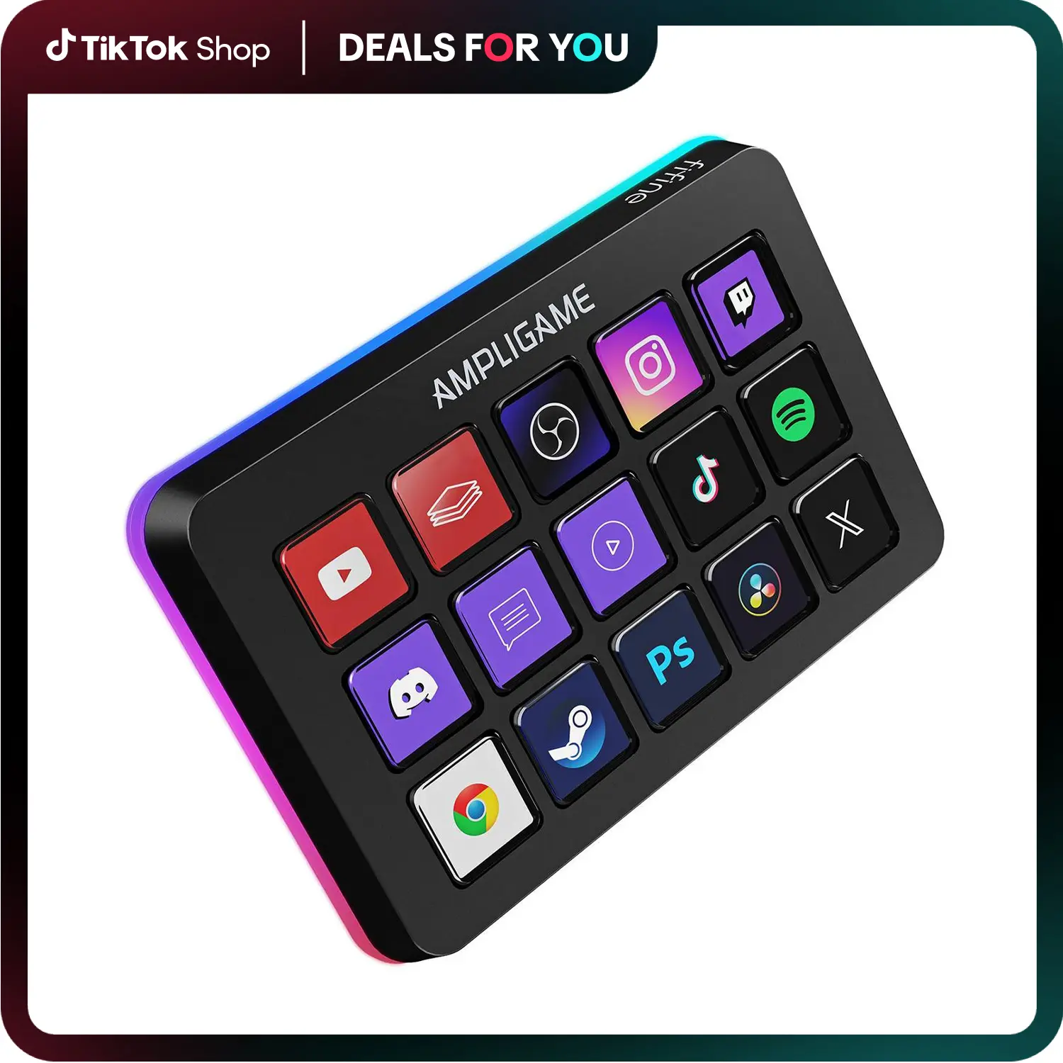 fifine D6 Gaming Stream Controller, Control Pad, AmpliGame Control Deck, with 15 Macro Keys, Streaming Keyboard with Trigger Actions in OBS/Twitch/YouTube, Shortcut Buttons Keypad Works with Mac and PC - AmpliGame D6 summerwins