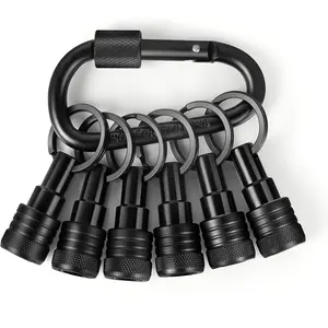 Upgraded 6 Count 1/4 Inch Hex Shank Bit Holders Quick Change Design for Nut Driver & Drill Bits with Carabiner Gifts for Men Black