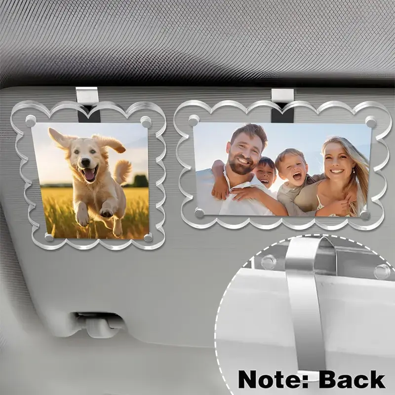 Vertical Car Sunshade Photo Frame Clip - Acrylic Snap Clip Universal Fit for Cars, Holds 6*9 Photos, Random Color - DIY Customizable Car Decor, Perfect Gift for Couples, Family, Pet Memorabilia