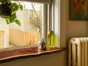 Argon Nature-Infused Walnut Live Edge Wood Window Sill Shelf, Handcrafted Premium Rustic Home Decor with Secure Adhesive Backing for Easy Installation, Multi-Size Shelves for Kitchen Plant Display