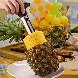 Stainless Steel Pineapple Corer, 1Counts Manual Pineapple Core Slicer Peeler, Fruit & Vegetable Cutter, Fruit Slicer Handheld, Durable Fruit Tool, Kitchen Gadgets for Home Use, Outdoor Kitchen Tools, Utensils