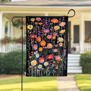 Subtle FDT Floral Garden Flag, Flower Design Yard Banner, Anti Fascism Yard Sign, Democrat Garden Decor, Political Protest Gift