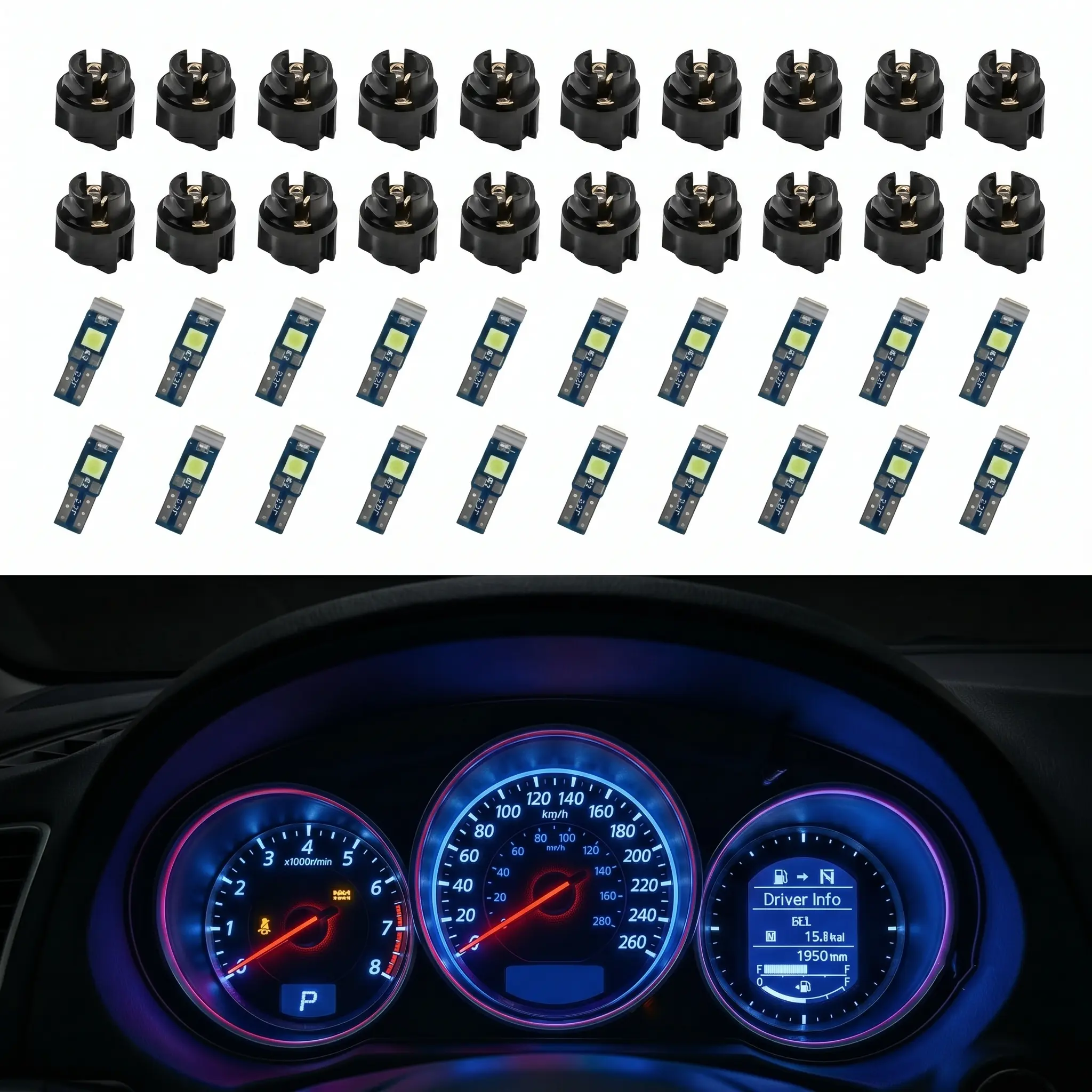 T5 74 Led Bulb 3SMD Super Bright Wedge Socket Automotive Instrument Panel Light Kit For Car Daily Travel Gift, Led Interior Car Lights, Interior Led Vehicle
