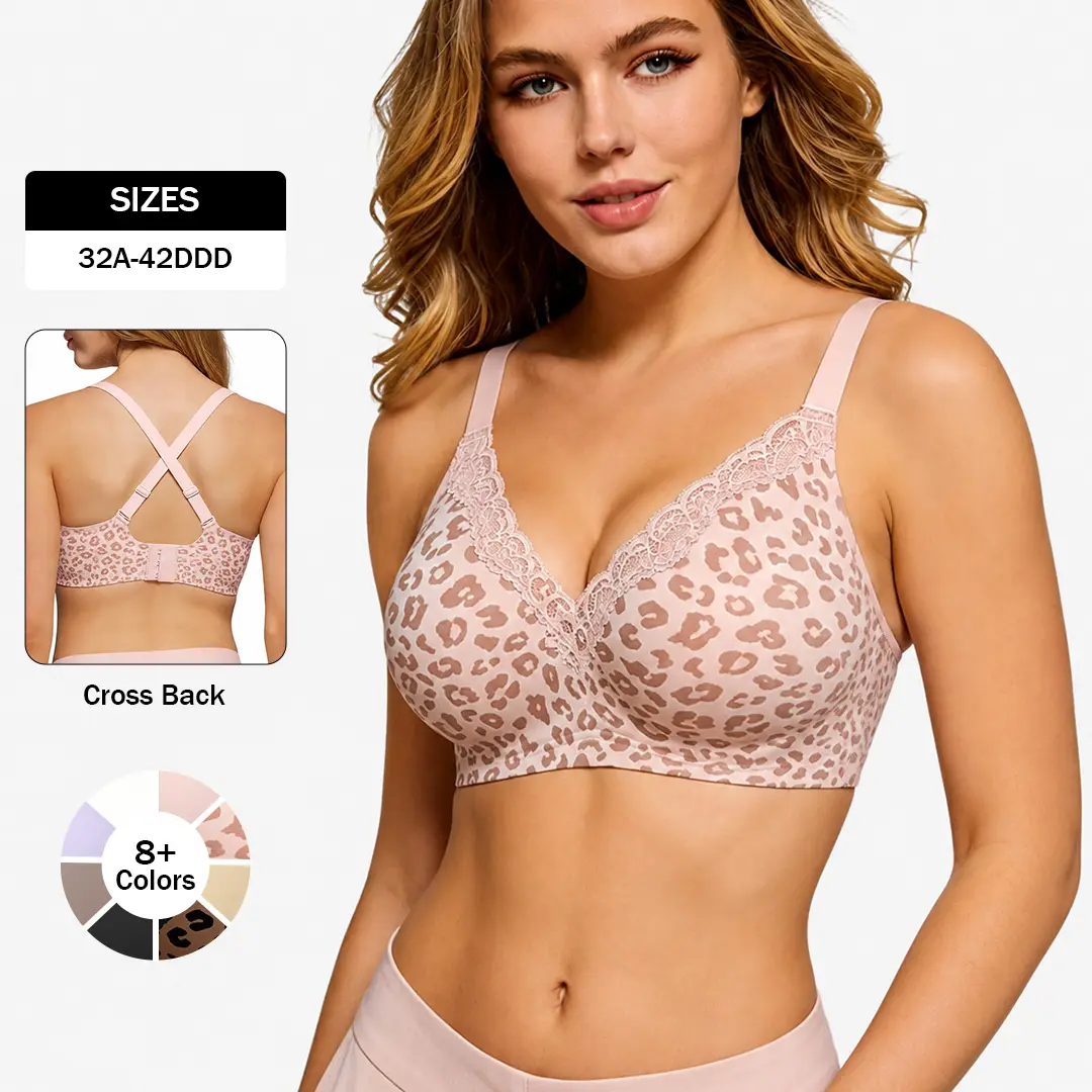 Wireless Seamless Bra with Lace Trim | Jelly Support No Underwire Padded Bra Elegant Casual Wear Evening Essential Womenswear