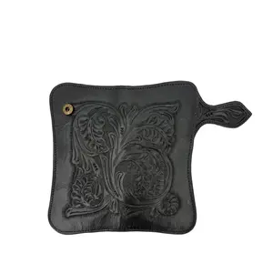 Men's Hand-Tooled Western Wallet - Old Leaf Black