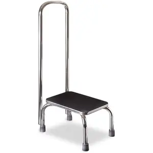 DMI Step Stool with Handle & Non-Skid Rubber Platform, Lightweight & Sturdy for Seniors, Adults, Children, Holds Up to 300 Pounds, 9.5 Inch Step, 17.3"D x 12.3"W x 34"H, Chrome