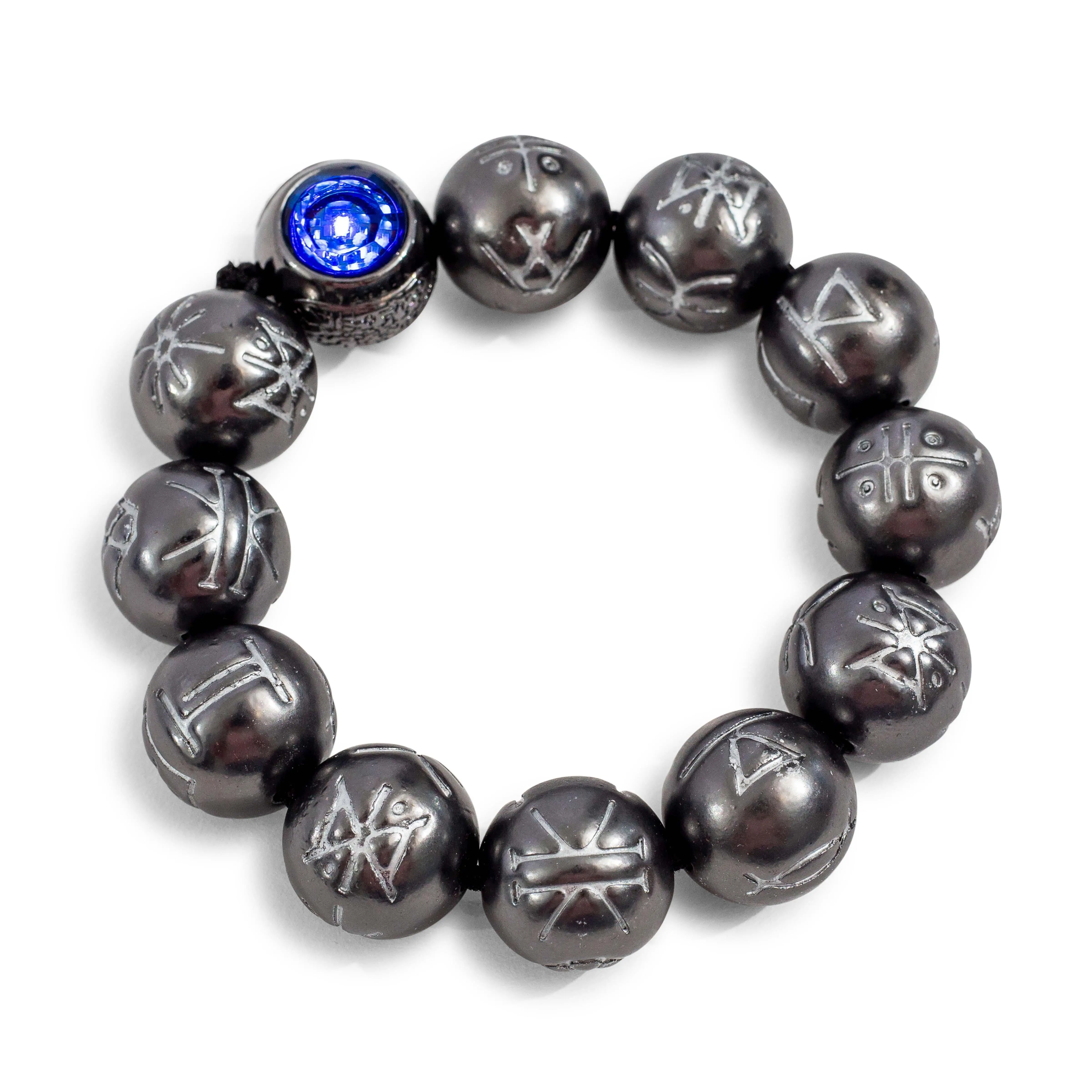 Beaded Jewelry Bracelet Prop Replica, Light-Up Accessory with Glyph Details and Display Box for Cosplay Wear and Costumes