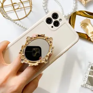 Retro electroplated mirror surface phone stand, adjustable pop-up socket suitable for smartphones and tablets, durable plastic material, a perfect gift for friends, ideal birthday present.