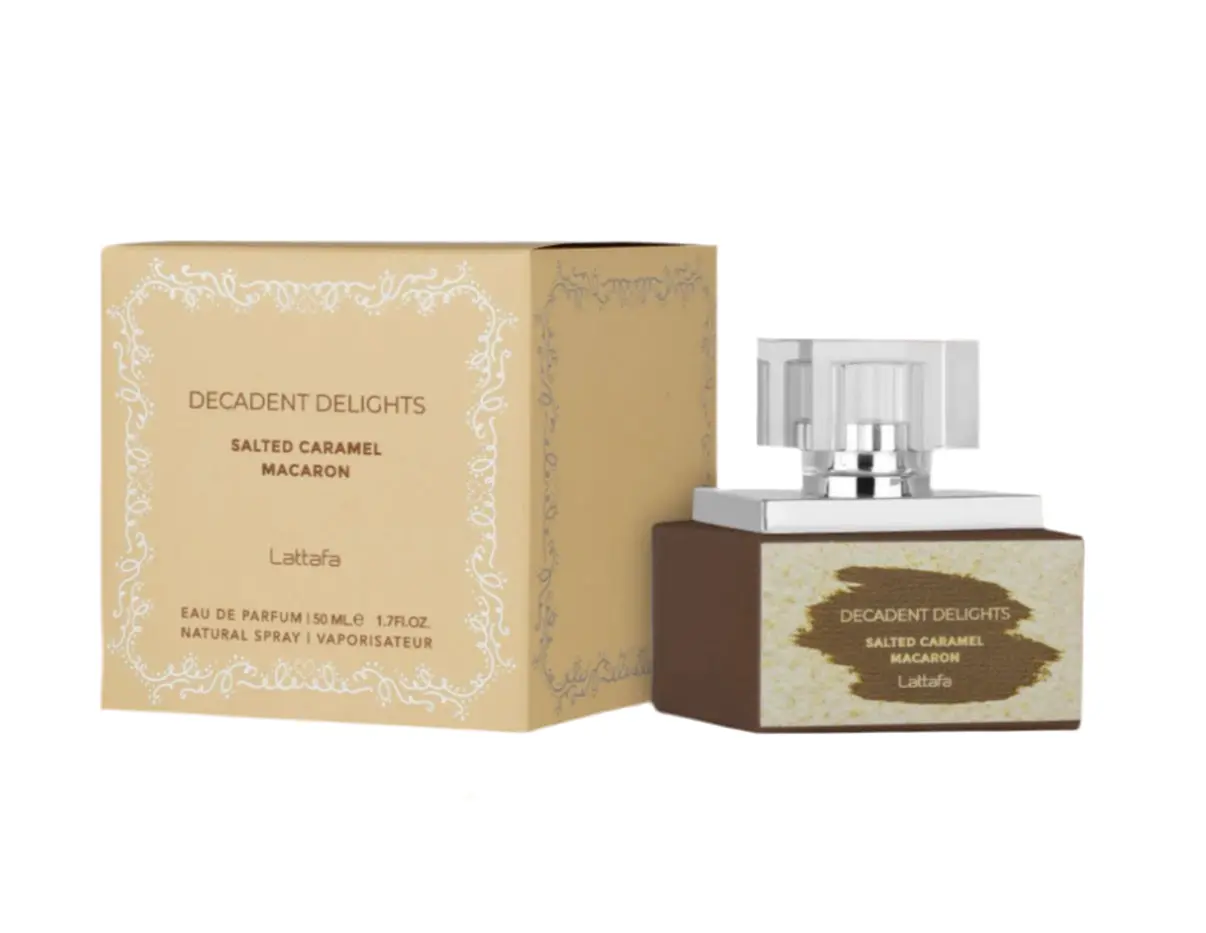 Lattafa Decadent Delights Salted Caramel Macaron EDP Perfume 1.7oz 50ml Sweet Gourmand Scent with Caramel Vanilla & Sea Salt Notes