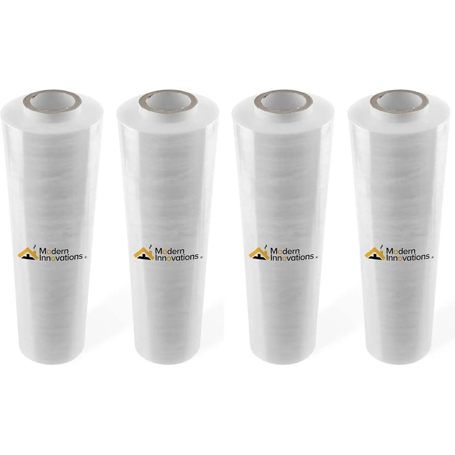 Modern Innovations 15 Inch Clear Stretch Wrap Replacement Roll (4 Refill Rolls-4000 Feet) No Handle, Shrink Wrap for Moving, Packing Supplies for Wrapping Furniture, Plastic Pallet Cling