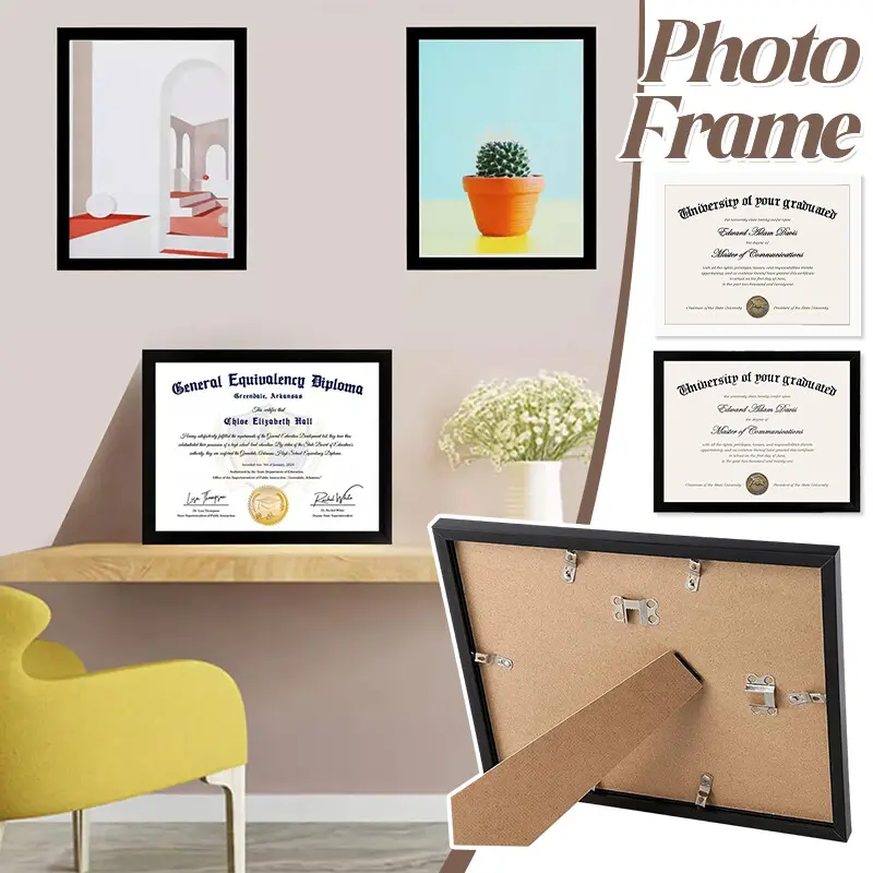 10PCS Classic PVC Diploma Frame Set Pack, 8.5x11 in with High-Definition Glass, Wall/Desktop Mountable Document Photo Frames with Pinch Tab for Home Decor, Ideal Gift