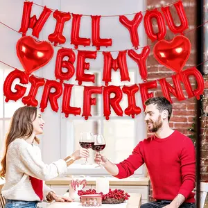 23pcs 16 Inch Red WILL YOU BE MY GIRLFRIEND Balloons, Foil Proposal Balloons Confession Balloons, Heart Balloons Valentines Day Balloons, Love Balloons for Wedding EngaSynthetic Gemstoneent Decor, Balloon Garland, Balloon Arch, Table Balloon Arch, Shiny