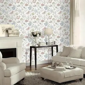 Peel and Stick Floral Wallpaper Stickers - 23.62"x119" Removable Self-Adhesive Vintage Bohemian Wallpaper, Waterproof Vinyl Wall Mural with Pink, Blue, Green, and Beige Flowers| Effortless DIY Home Decor for Bedroom, Kitchen, Living Room| Rental-Friendl