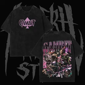 Retro '97 Mutants Gambit Remy LeBeau Inspired Graphic Cotton Shirt - Vintage Animated Superhero Washed T-Shirt Sweatshirt Hoodie, Card Throwing Mutant Comic Shirt, Unisex Streetwear Apparel for Men Women Fans, Comic Liver Shirt, X-Men '97 2026 Edition