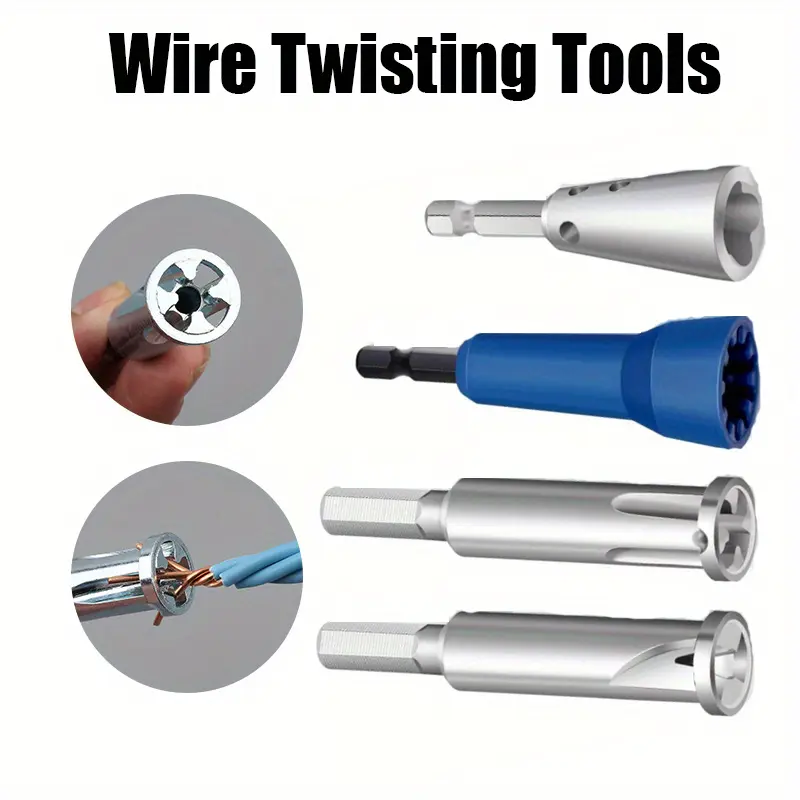 4 Pcs Wire Twister Tool for Drill,Wire Nut Twister Wire Stripper Tool Connector Driver with 1/4" Chuck Cable Quick Stripping Electricians Tools,Hand Tools Kits,Springtok