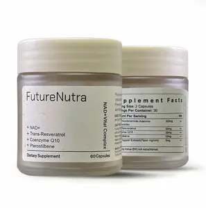 FutureNutra Mitochondrial Support Capsules, NAD+ + CoQ10 + Pterostilbene, Supports Energy Production & Metabolic Health, Non-GMO, 60 Capsules