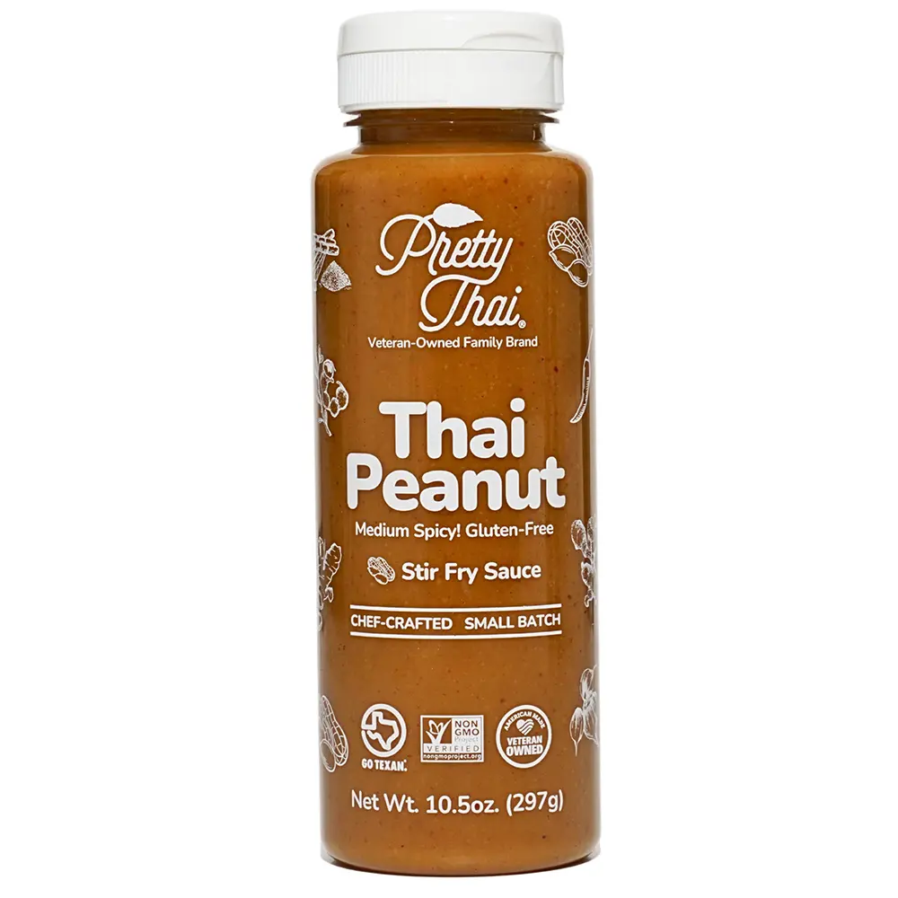 Pretty Thai - Authentic Thai-Inspired Sauces - Stir-Fry Sauce - Savory, Gluten Free, Non-GMO, Vegan, Authentic Stir Fry, Dressing, Rice Seasoning, Condiment & Dipping Sauce, 100% Natural, Peanut Sauce, Sweet Chili Sauce