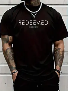 100% Cotton Ephesians 1 7 Christian Bible Verse Redemption Redeemed T-Shirt Women's Men Graphic Tee,Casual And Travel Sports Breathable Printed T Shirt Short Sleeve