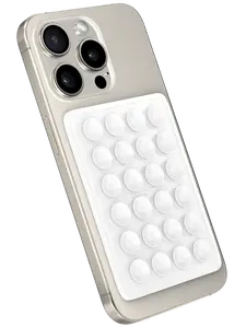 White StickyGrippy - Suction Phone Case Mount, Silicon Adhesive Phone Accessory for iPhone and Android, Hands-Free Fidget Toy Mirror Shower Phone Holder, Tiktok Videos and Selfies