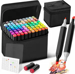 80 color alcohol permanent art mark, fine chiseled double pointed mark set, adult sketching, artist comfortable coloring illustration, adult coloring book, art gift set