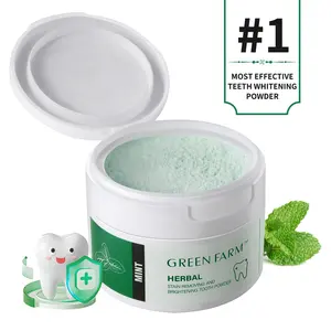 Green Farm Herbal Teeth Whitening Powder for Sensitive Gums 50g - Enamel Protection, Fluoride-Free,Anti-Bacterial Mint for Fresh Breath