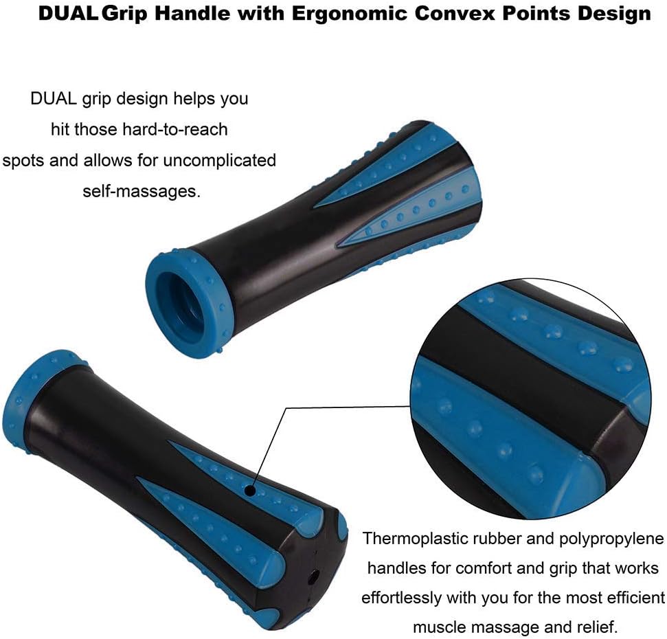 Professional 9-Roller Deep Tissue Massage Stick - Portable Muscle Recovery Roller for Athletes, Relieves Post-Workout Soreness & Leg/Back Pain - Portable Physio Tool (Blue 1) Body Care