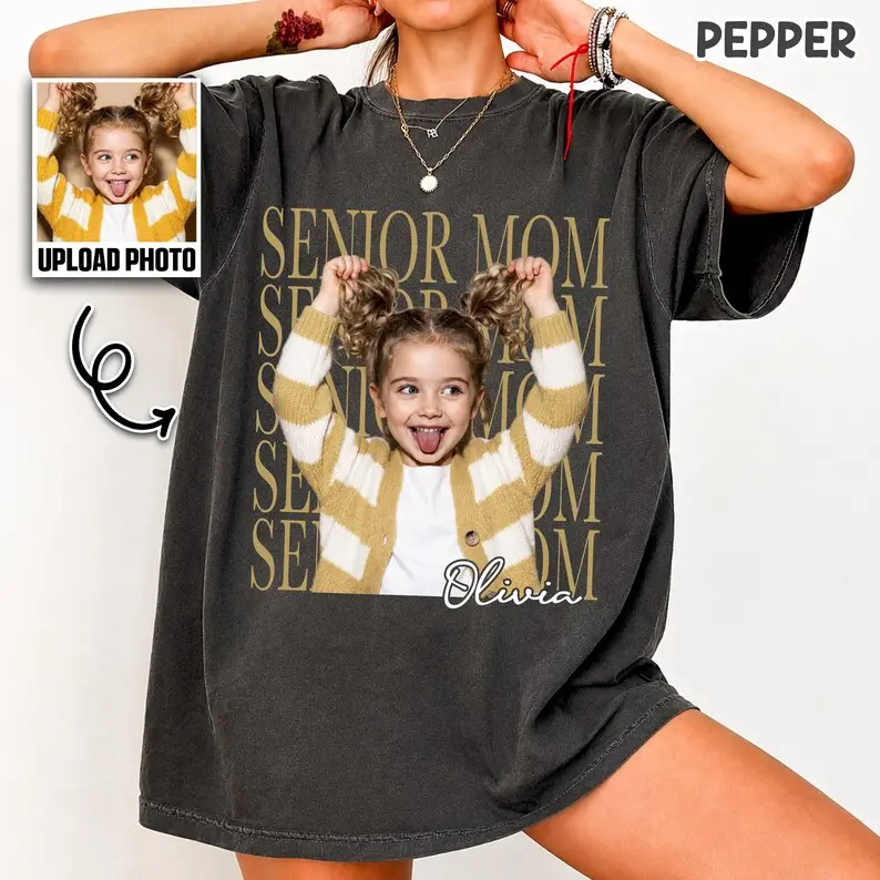 Comfort Colors Custom Senior Mom Shirt, Personalized Photo and Name  Class of 2027 Tee, Proud Senior Parent T-Shirt, Graduation Gift for Mom or Dad