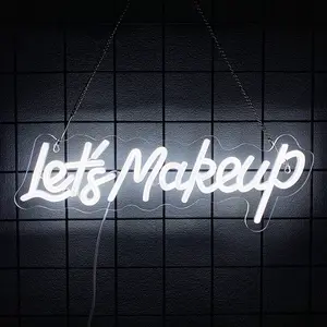 Lets Makeup- Neon Sign For Spa Beauty Room Nail Brows Lashed Salon Studio  Wall Art Decor For Business Stores Logo Barber Shops  Word Indoor Custom Neon Lights