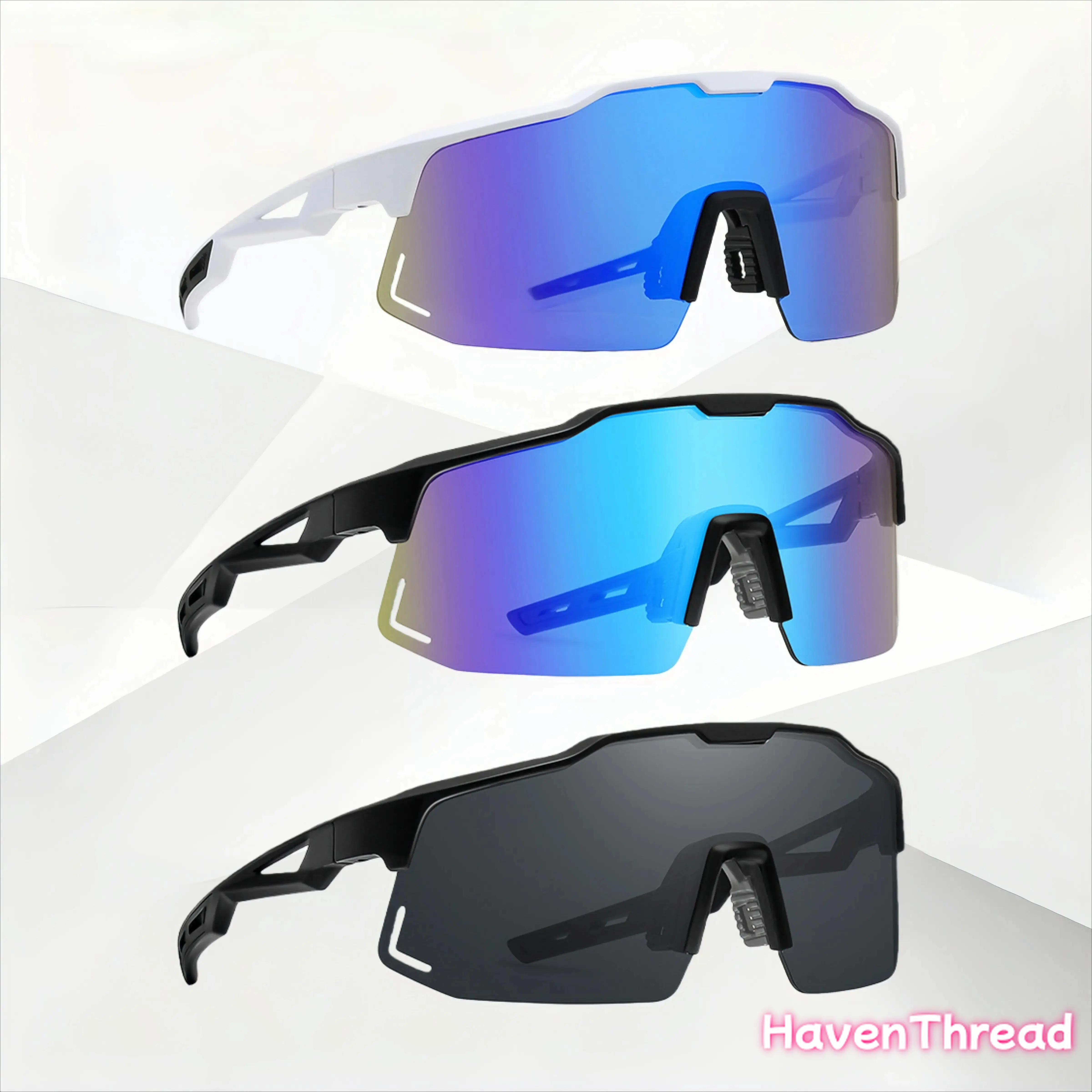 Male 3-Pack Polarized Sun Visor Glasses, Tinted UV400 Sun Protection Eyewear, Lightweight Road Cycling Gear, Tinted Visor, Polarised Lens, Visor Shape